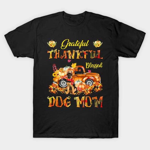 German Shepherd Pumpkin Thankful Grateful Blessed Dog Mom T-Shirt by Benko Clarence